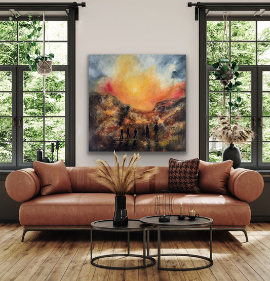 abstrakt originalt akrylmaleri