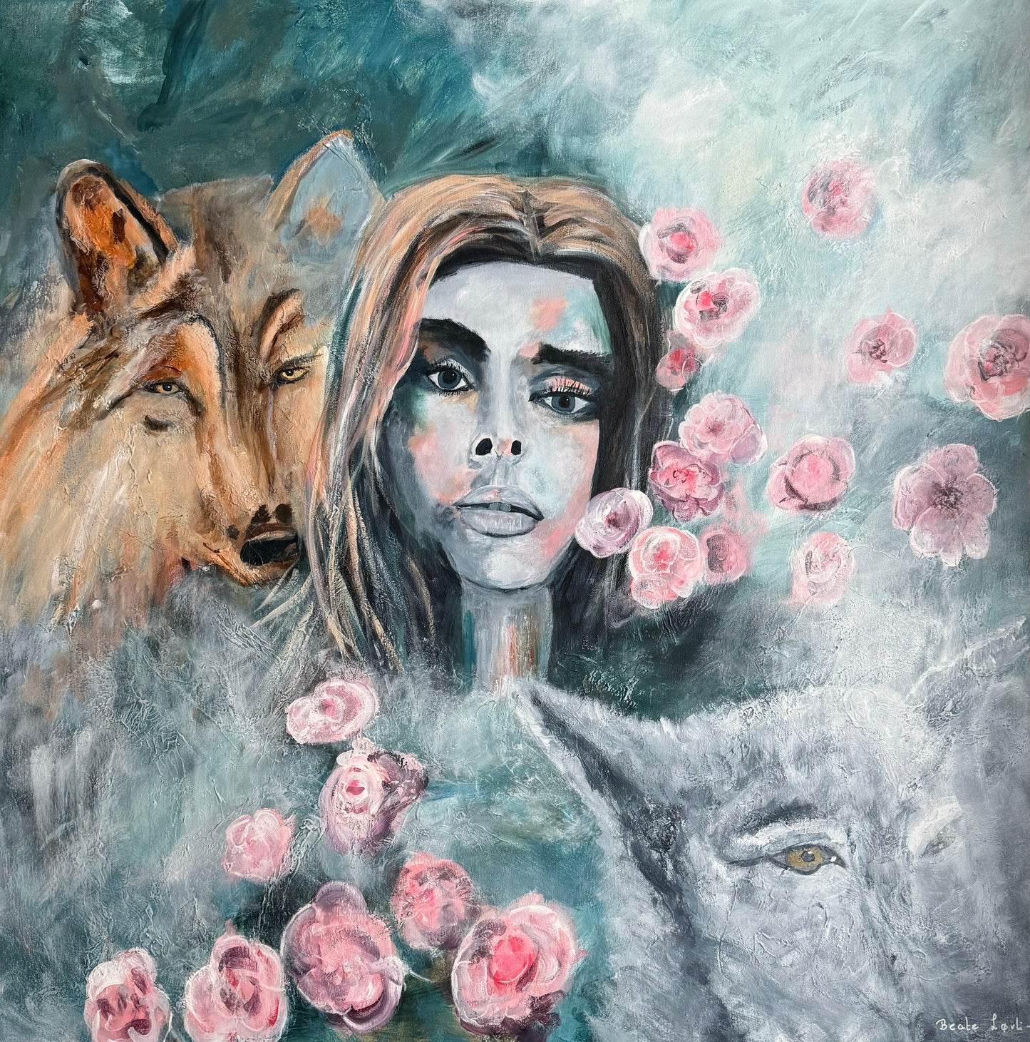 "Wolf Woman" 100x100 cm