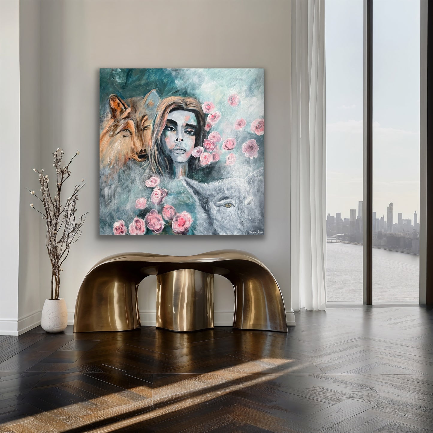 "Wolf Woman" 100x100 cm