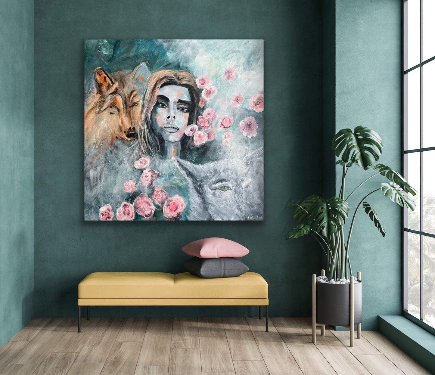"Wolf Woman" 100x100 cm