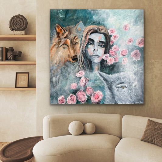 "Wolf Woman" 100x100 cm