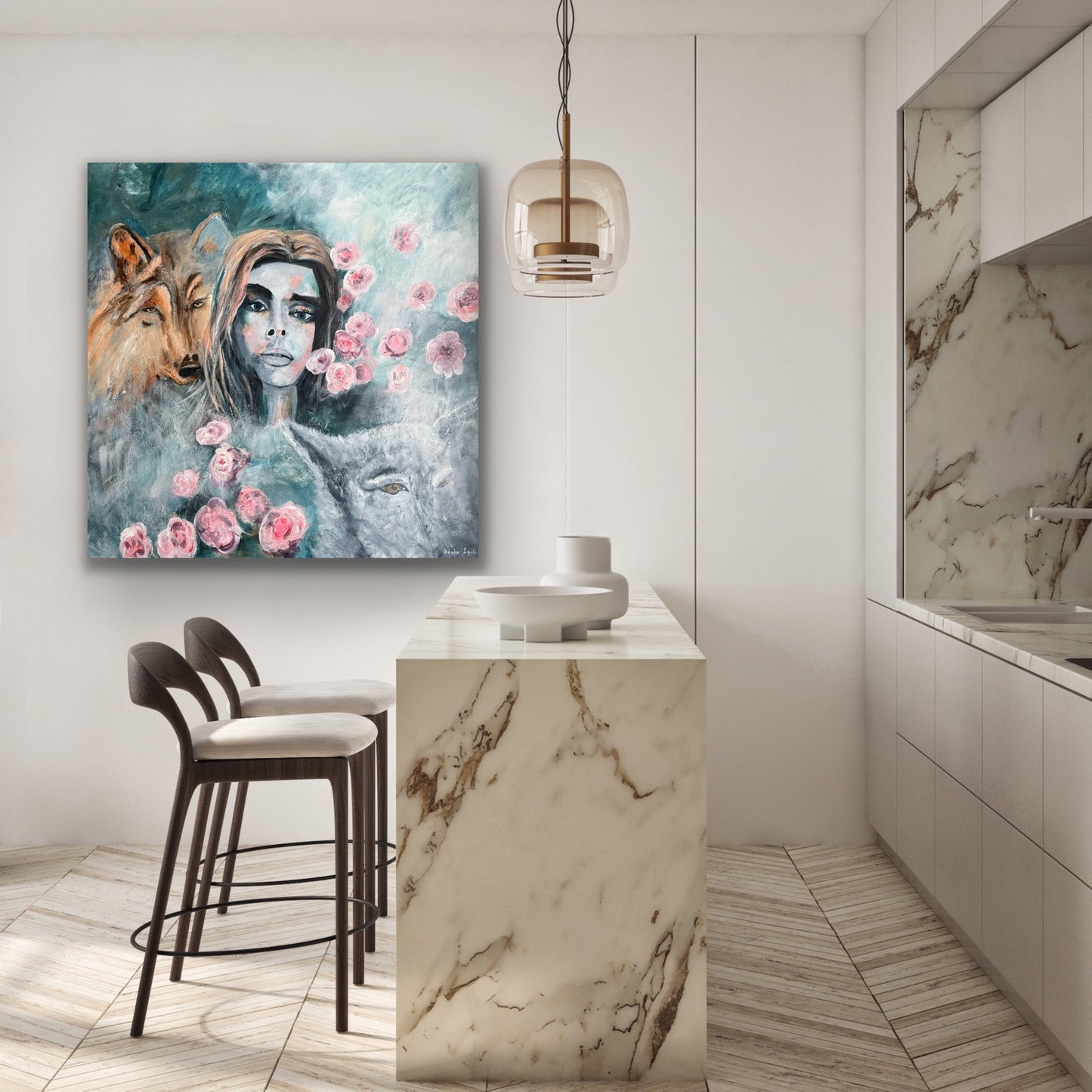 "Wolf Woman" 100x100 cm
