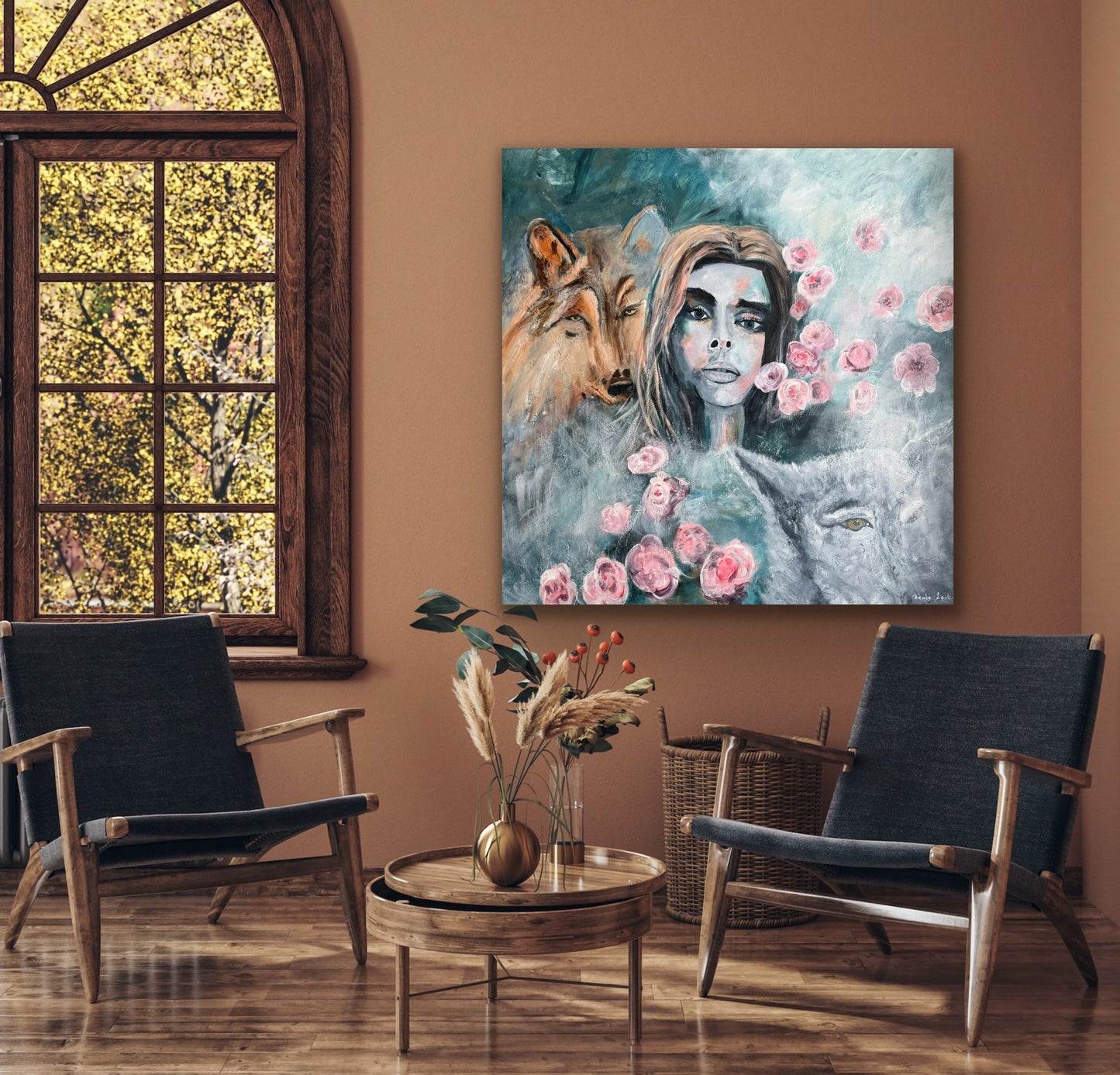 "Wolf Woman" 100x100 cm
