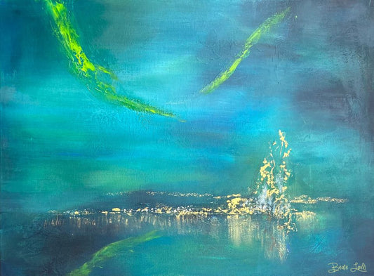 "Aurora over land og vann" 60x80 cm