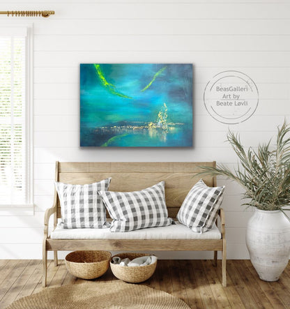 "Aurora over land og vann" 60x80 cm