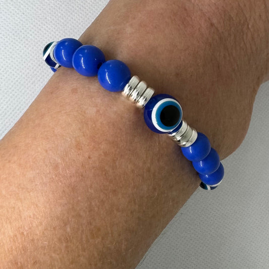 Evil Eye armbånd på elastisk smykketråd