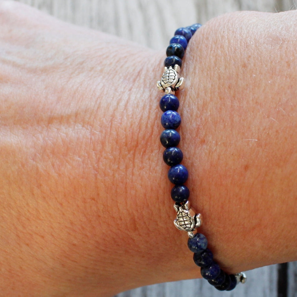 Lapis Lazuli Armbånd 5 skilpadder