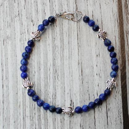 Lapis Lazuli Armbånd 5 skilpadder